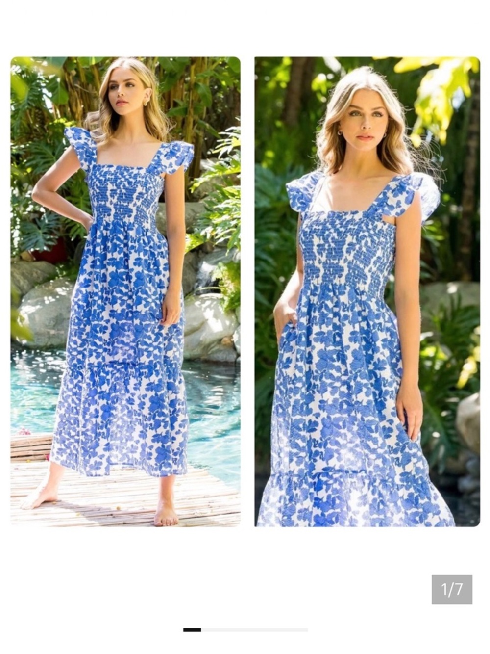 Smocked blue and white maxi dress 
Like new